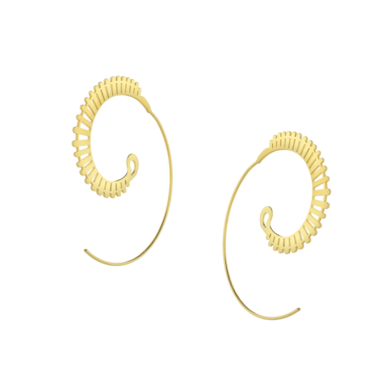 Kolczyki pozłacane ślimak z paskami/rybka TB 23910 próba 925