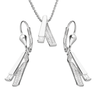 Srebrny Komplet Kolczyki i Naszyjnik z Blaszkami pr. 925 - JubilerSezam.pl