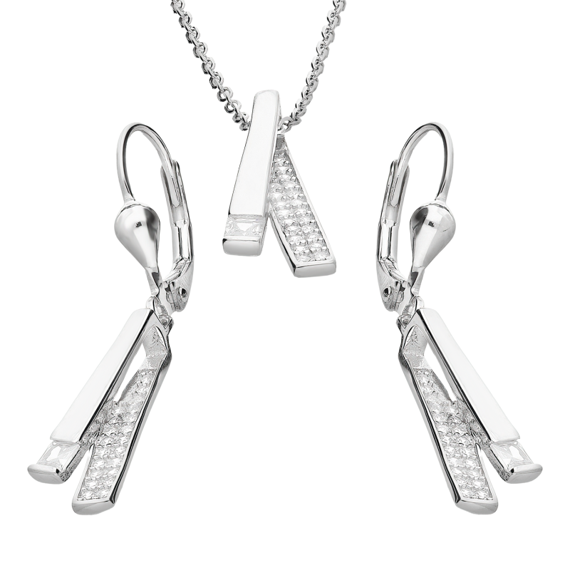 Srebrny Komplet Kolczyki i Naszyjnik z Blaszkami pr. 925 - JubilerSezam.pl