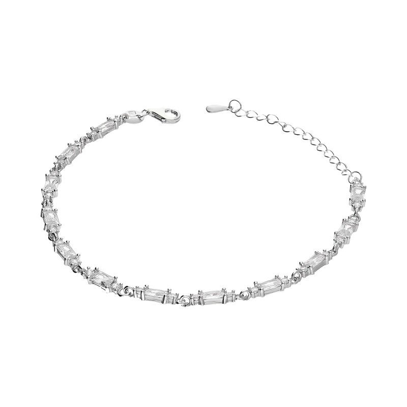 Bransoleta srebrna z białymi cyrkoniami bagietami TB 24336 próba 925