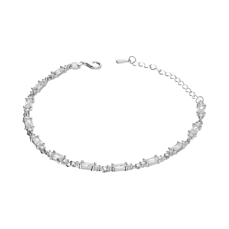 Bransoleta srebrna z białymi cyrkoniami bagietami TB 24336 próba 925