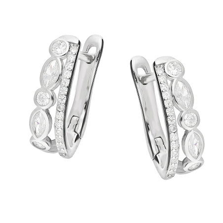 Kolczyki srebrne z białymi cyrkoniami/ang.zap TB 24500 próba 925