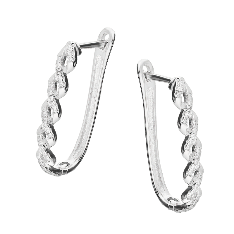 Srebrne kolczyki plecionka z cyrkoniami pr. 925 - JubilerSezam.pl