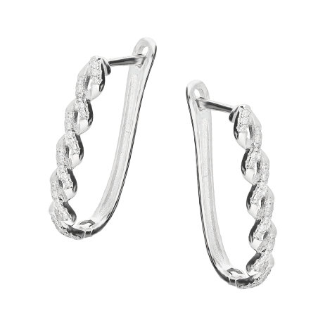Srebrne kolczyki plecionka z cyrkoniami pr. 925 - JubilerSezam.pl