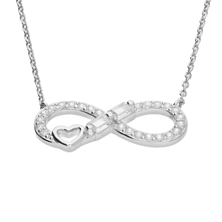 Naszyjnik srebrny infinity z cyrkoniami i sercem/anker TB 24545 próba 925