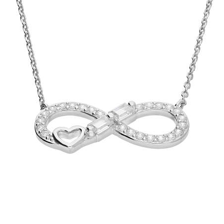 Naszyjnik srebrny infinity z cyrkoniami i sercem/anker TB 24545 próba 925