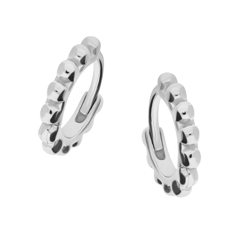 Kolczyki srebrne dla dziewczynki kółka z kulkami bead 7 mm/zatrzask JA942 ROD próba 925