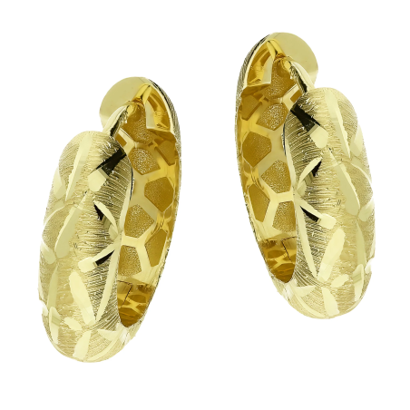 Kolczyki złote kółka z ozdobnym grawerem/zatrzask OL FZE111-DC4-5mm próba 585