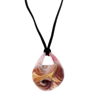 Naszyjnik OVER różowo-złota kropla z dziurką+aksamitka KQ182-PI