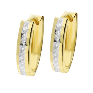 Kolczyki złote owalne kółka z ozdobnym grawerem/zastrzask AR X6SH290007-YW próba 375