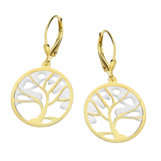 Pozłacane kolczyki srebrne Drzewko w Kole pr. 925 - JubilerSezam.pl