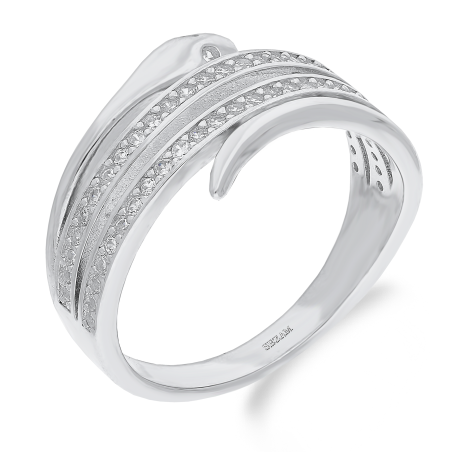 Srebrny Pierścionek Wąż z Cyrkoniami pr. 925 - JubilerSezam.pl