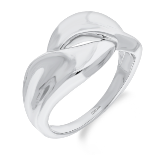 Pierścionek srebrny gładkie fale z wyciętą łezką w środku HS1513 próba 925