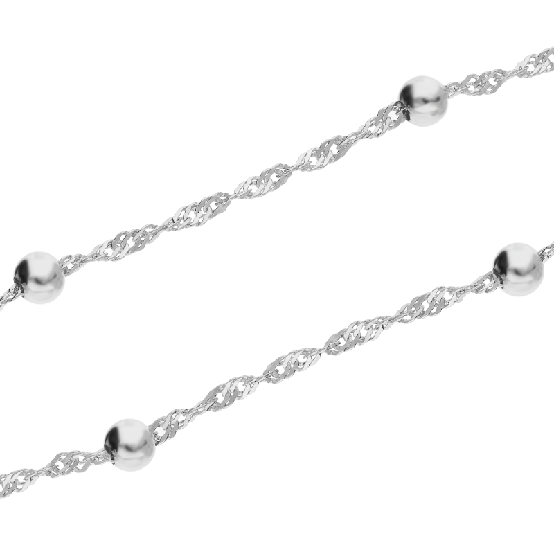 Srebrny łańcuszek Singapur z kulkami pr. 925 - JubilerSezam.pl