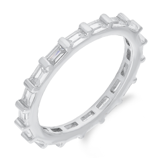 Srebrny Pierścionek z Bagietami Rings pr. 925 - JubilerSezam.pl