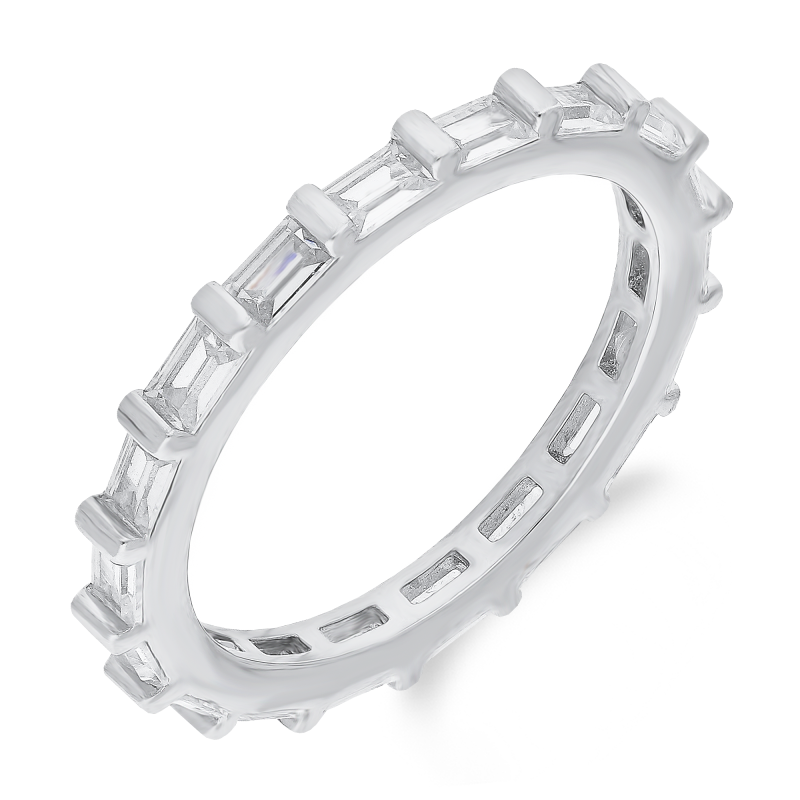 Srebrny Pierścionek z Bagietami Rings pr. 925 - JubilerSezam.pl