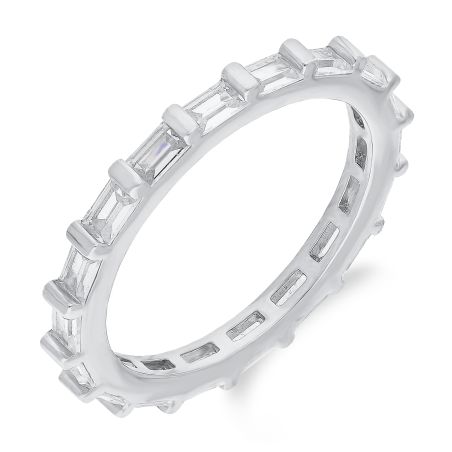 Srebrny Pierścionek z Bagietami Rings pr. 925 - JubilerSezam.pl