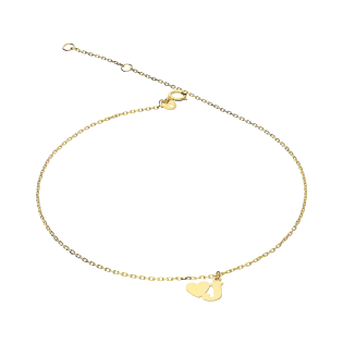 Bransoleta złota na nogę z literką J i serduszkiem