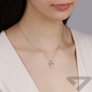 Medalik srebrny aniołek z białymi cyrkoniami HS987 próba 925