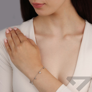 Srebrna bransoletka z cyrkoniami i kulkami pr. 925 - JubilerSezam.pl