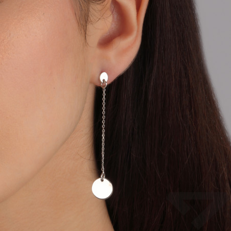 Kolczyki srebrne kółko na łańcuszku/sztyft LO018 próba 925