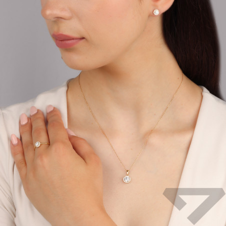 Pierścionek złoty Metropolis z białymi cyrkoniami