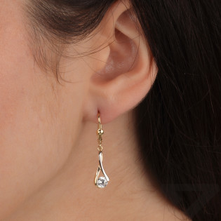 Kolczyki złote biała cyrkonia w ósemce