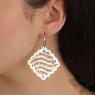 Kolczyki srebrne romb siatka/big.zam. NI340 próba 925