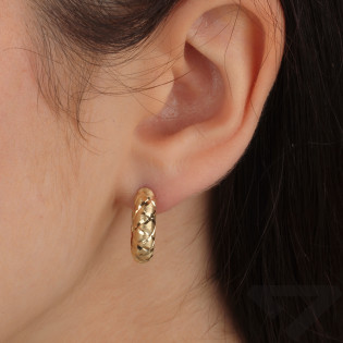 Kolczyki złote kółka z ozdobnym grawerem/zatrzask OL FZE111-DC4-5mm próba 585