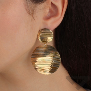 Kolczyki podwójne kółka duże grawerowane PW124-1 GOLD próba 925