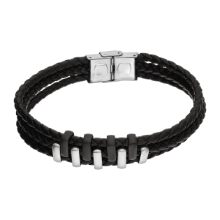 Bransoleta męska stalowa srebrno-czarna - JubilerSezam.pl