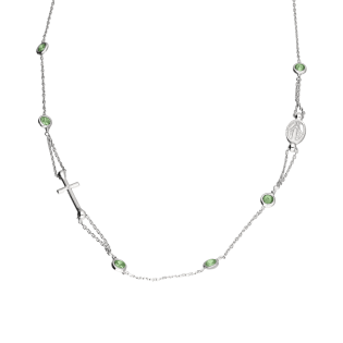 Naszyjnik Niepokalana+krzyż+9xcyr opr gł PW667 ROD zielony próba 925