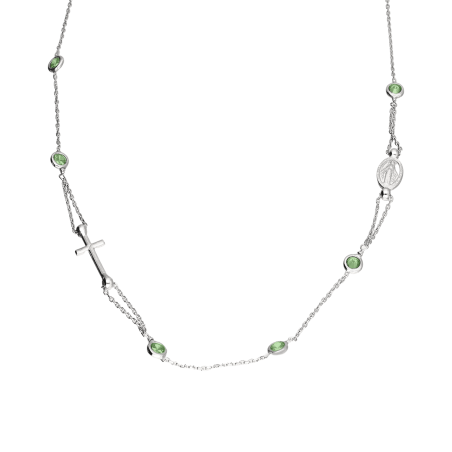 Naszyjnik Niepokalana+krzyż+9xcyr opr gł PW667 ROD zielony próba 925