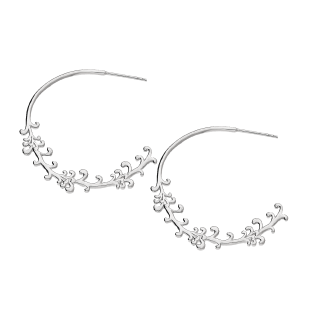 Kolczyki srebrne półkółko z liśćmi/sztyft  JA685 próba 925