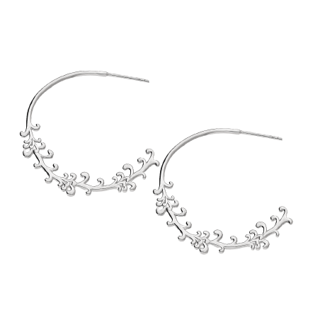 Kolczyki srebrne półkółko z liśćmi/sztyft  JA685 próba 925