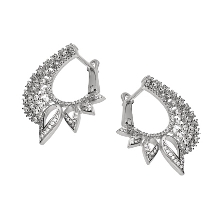 Kolczyki srebrne siatka z białymi cyrkoniami/ang.zap. JA635 próba 925
