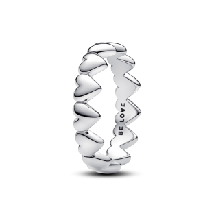 Pierścionek-obrączka Pandora złożona z pasma serc 193427C00