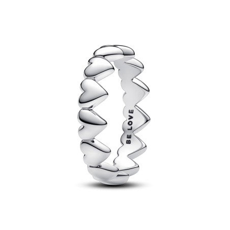 Pierścionek-obrączka Pandora złożona z pasma serc 193427C00