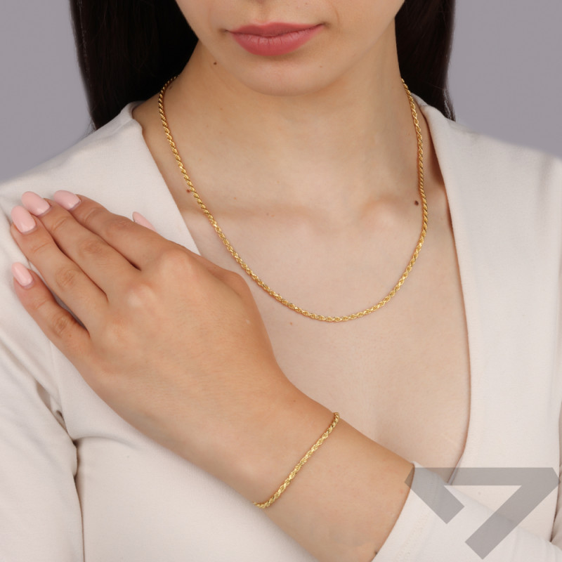 Bransoleta pozłacana korda 2 mm srobro 925 koloru złotego