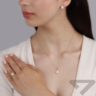 Złote Kolczyki Krople z Opalem i Cyrkoniami pr. 375 - JubilerSezam.pl