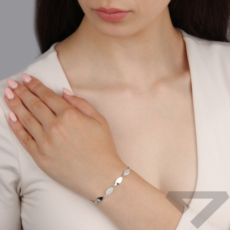 Srebrna Bransoletka Listki z Cyrkoniami pr. 925 - JubilerSezam.pl