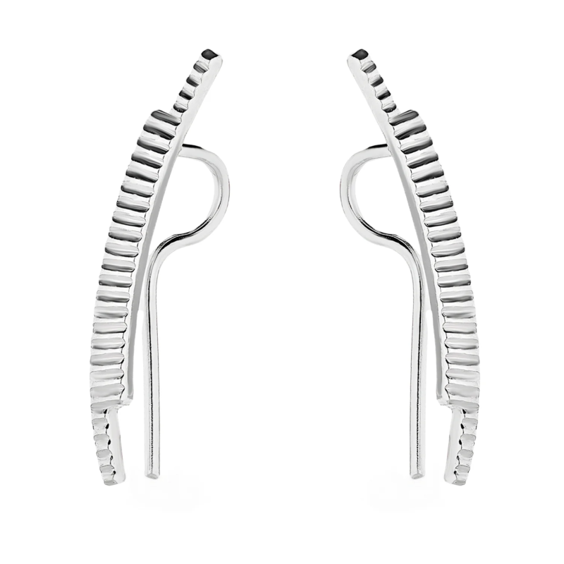 Kolczyki srebrne na płatek podwójny żłobiony łuk HS1706 próba 925