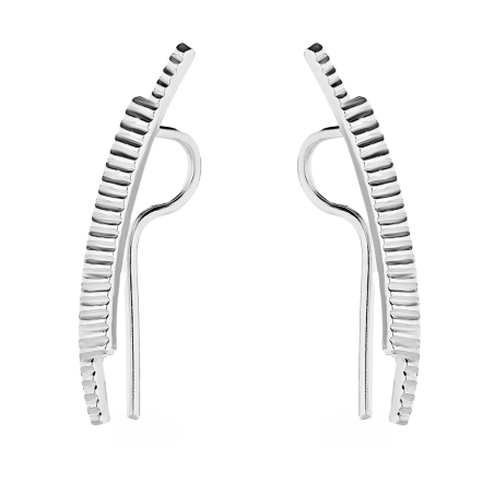 Kolczyki srebrne na płatek podwójny żłobiony łuk HS1706 próba 925