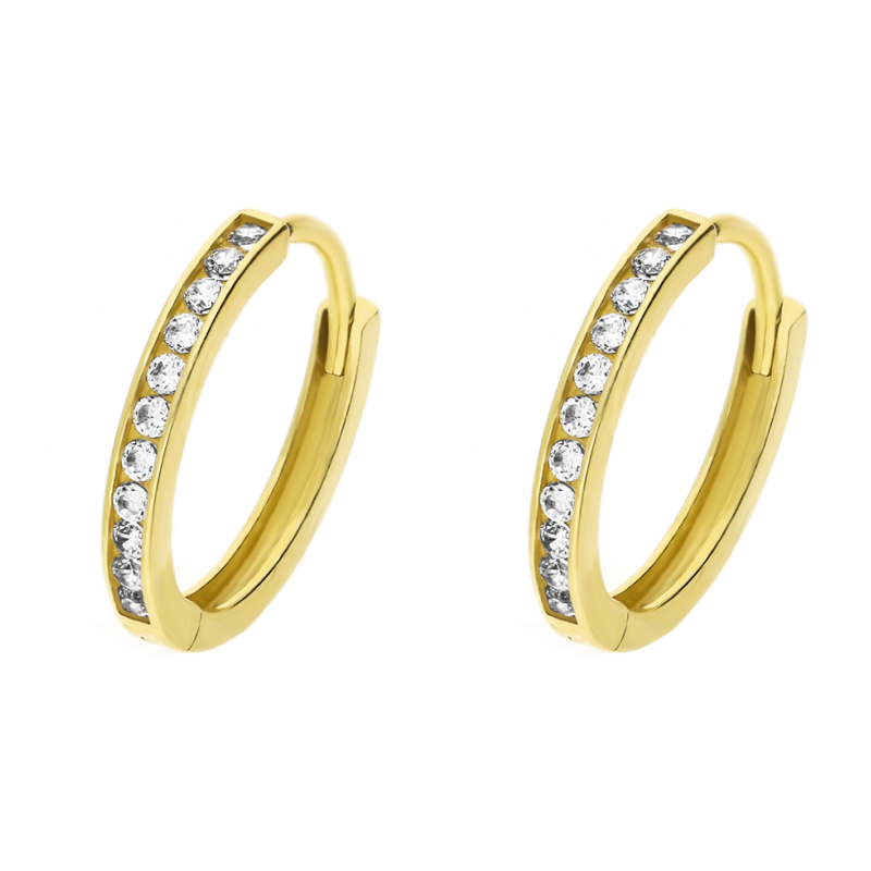 Kolczyki złote koła z cyrkoniami 15 mm