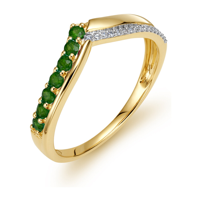 Pierścionek szmaragd 0,21ct+bryl 0,05ct wish LC JR10396 Y-EM wishbone próba 585