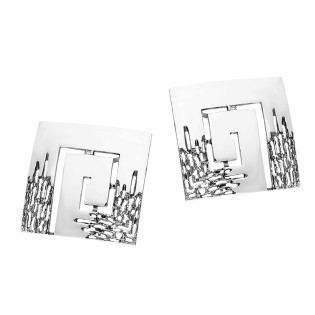 Kolczyki kwadrat zawijany blask+ażur/szty SZ166 próba 925
