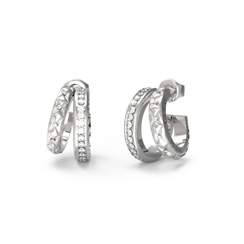 Srebrne Kolczyki Kółka Guess JUBE04587JWRH - JubilerSezam.pl