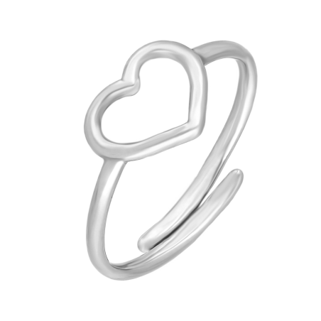 Pierścionek srebrny serce ramka/regulowany M3-466 ROD próba 925