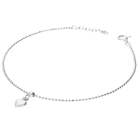 Bransoleta srebrna na nogę kulki bead i serce próba 925