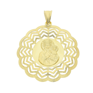 Medalik złoty Częstochowska w ażurowym kole próba 585